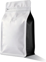 Coffee Bags with Valve(60pcs,16 oz,1 lb) Vented Coffee Beans Packaging Bags High Barrier Aluminumed Foil Flat Bottom Heat Sealed Side Zipper Resealable Storage Bag for Home or Business（White+Black）