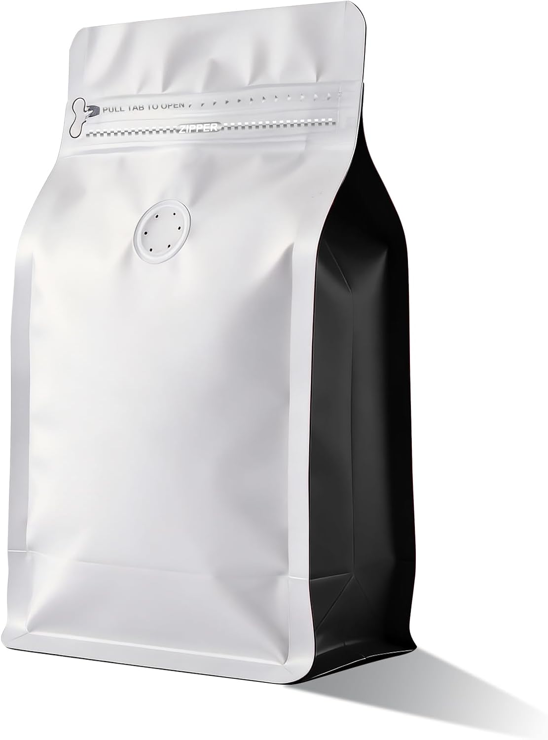 Coffee Bags with Valve(60pcs,16 oz,1 lb) Vented Coffee Beans Packaging Bags High Barrier Aluminumed Foil Flat Bottom Heat Sealed Side Zipper Resealable Storage Bag for Home or Business（White+Black）