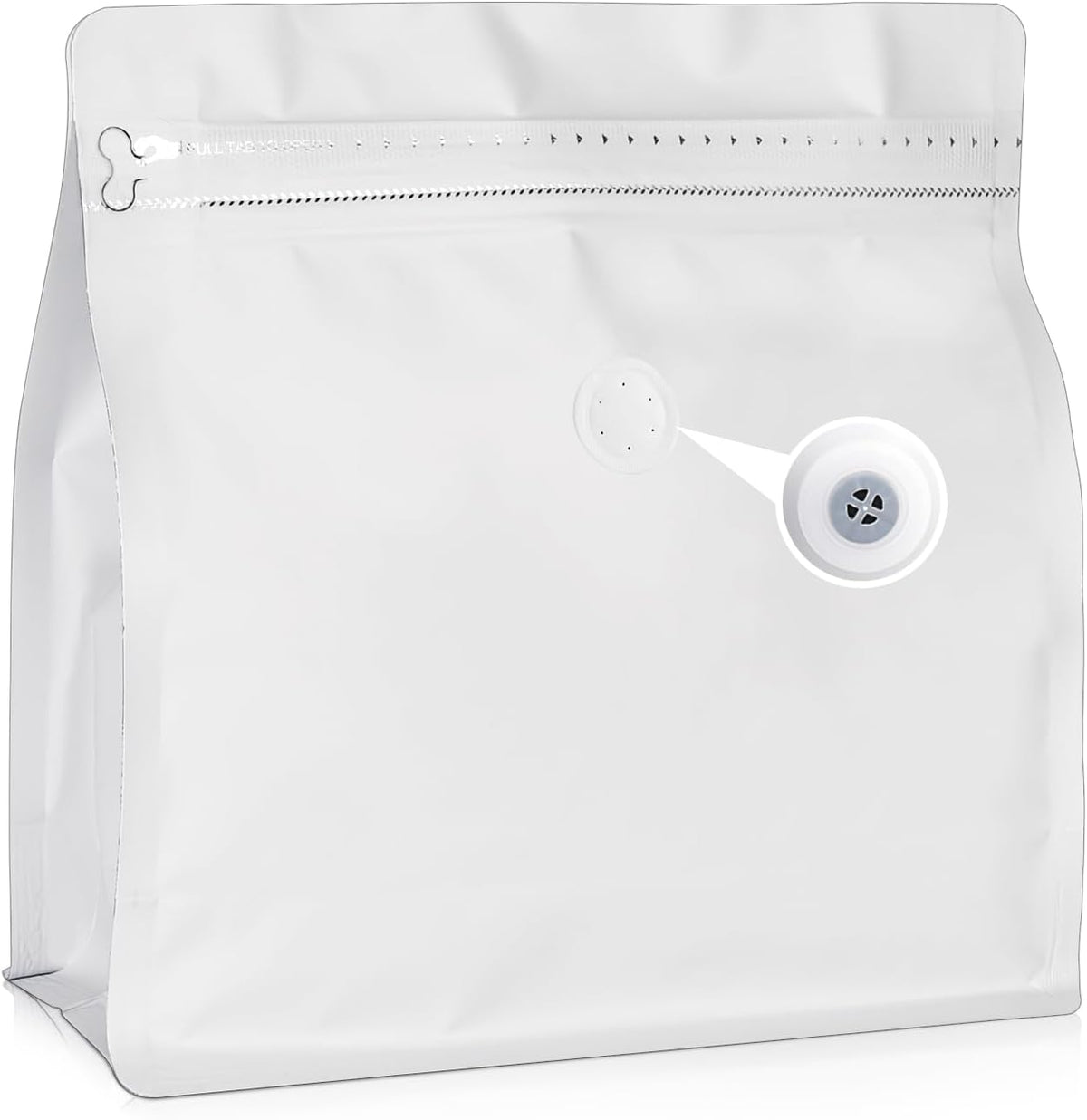 50 Count 8oz Coffee Bags with Valve,1/2 lb Vented Coffee Beans Packaging Bags High Barrier Aluminumed Foil Flat Bottom Heat Sealed Side Zipper Resealable Storage Bag for Home or Business（White）