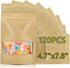 120pcs 4.7"x7.8" Kraft Bags with Window Zipper Lock Stand Up Bulk Pouches Resealable Bags, Smell Proof Mylar Bags for Food Storage, Stand-up Resealable Food Storage Bags with Clear Window