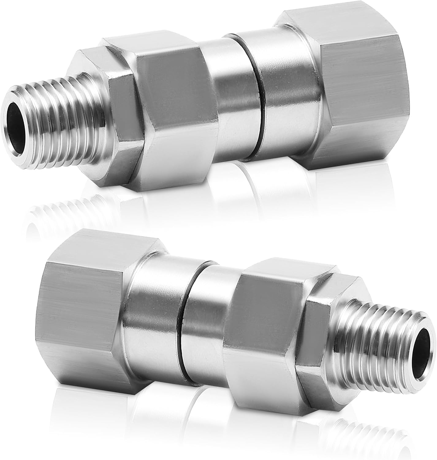 1/4” NPT Pressure Washer Swivel Fitting, Anti-Twist 1/4” Male to Female Adapter, 360° Kink-Free Swivel Connector for Gun and Hose, 4000 PSI, 2 Pcs