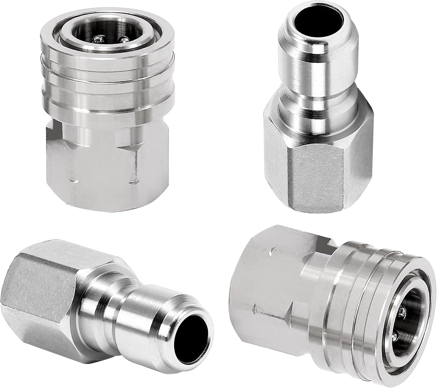Pressure Washer Adapter, 2 Sets 3/8 Inch Quick Connect Fittings, Stainless Steel Pressure Washer Fittings, Male and Female Power Washer Quick Disconnect Kit, 5000 PSI