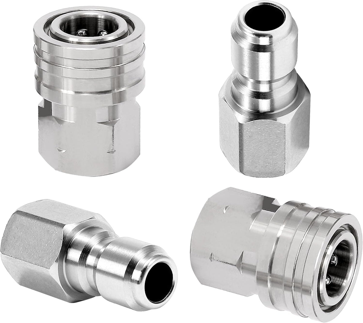 Pressure Washer Adapter, 2 Sets 3/8 Inch Quick Connect Fittings, Stainless Steel Pressure Washer Fittings, Male and Female Power Washer Quick Disconnect Kit, 5000 PSI