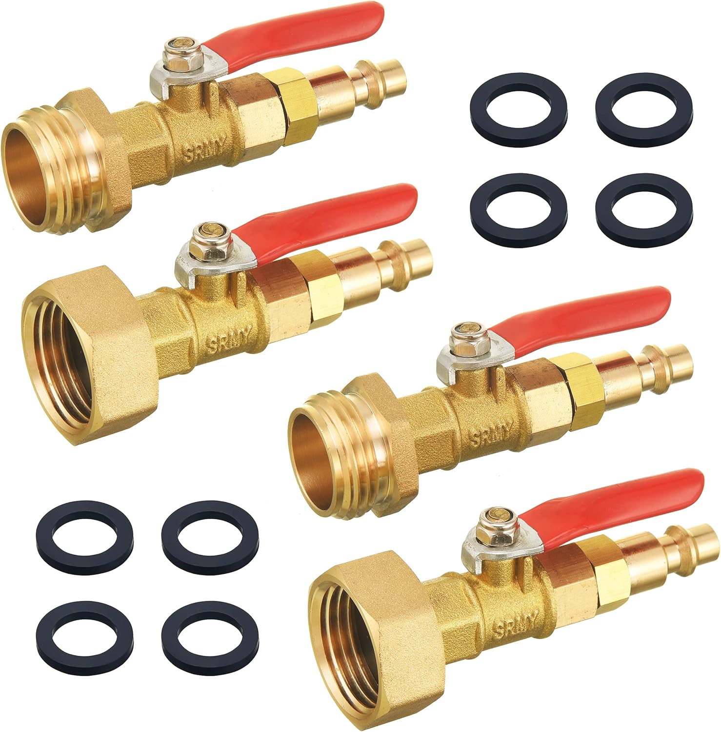 RV Winterize Blowout Adapter Kit 4 PCS with 1/4" Quick Connect Plug and 3/4" Garden Water Hose Threading, Winterize Quick Adapter with Ball Valve for RV Boat Camper Trailer