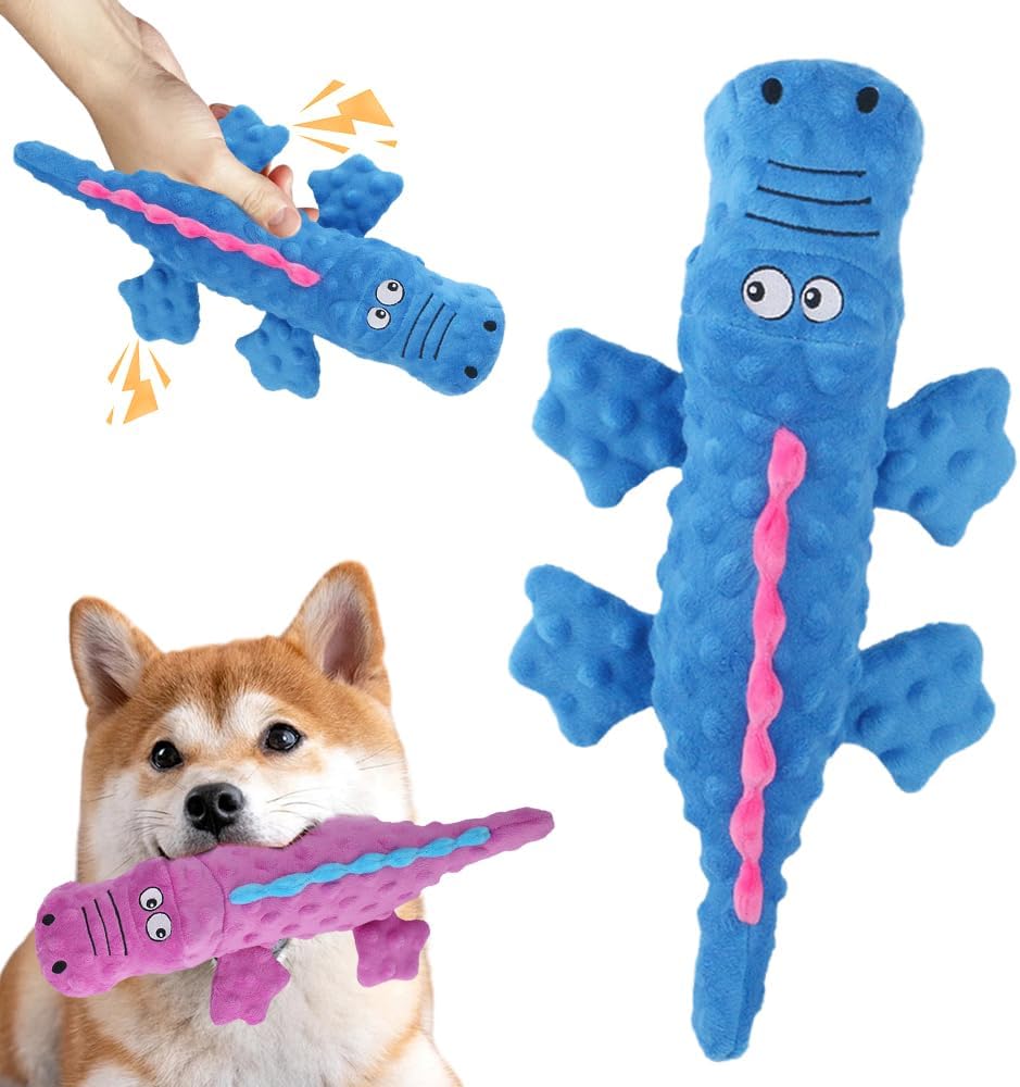 Interactive Dog Toys, 2026 New Cute Squeaky Chew Toys for Dogs, Durable Soft Plush with Squeaker Aggressive Chewers Small Medium Large Breed Dogs (Blue) Blue 
