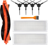 Replacement Spare Parts for WYZE Robot Vacuum Cleaner WVCR200S Accessories, 1 Main Roller Brush,4 Side Brushes, 2 Hepa Filters, 1 Cleaning Brush