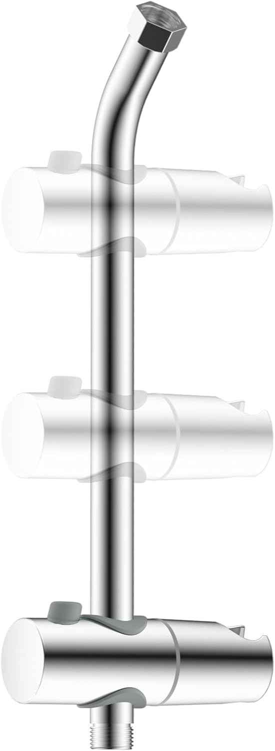 Shower Slide Bar with Handheld Shower Head Holder, Stainless Steel Shower Arm Extension Sliding Bar, Height & Angle Adjustment Showerhead Holder, Chrome