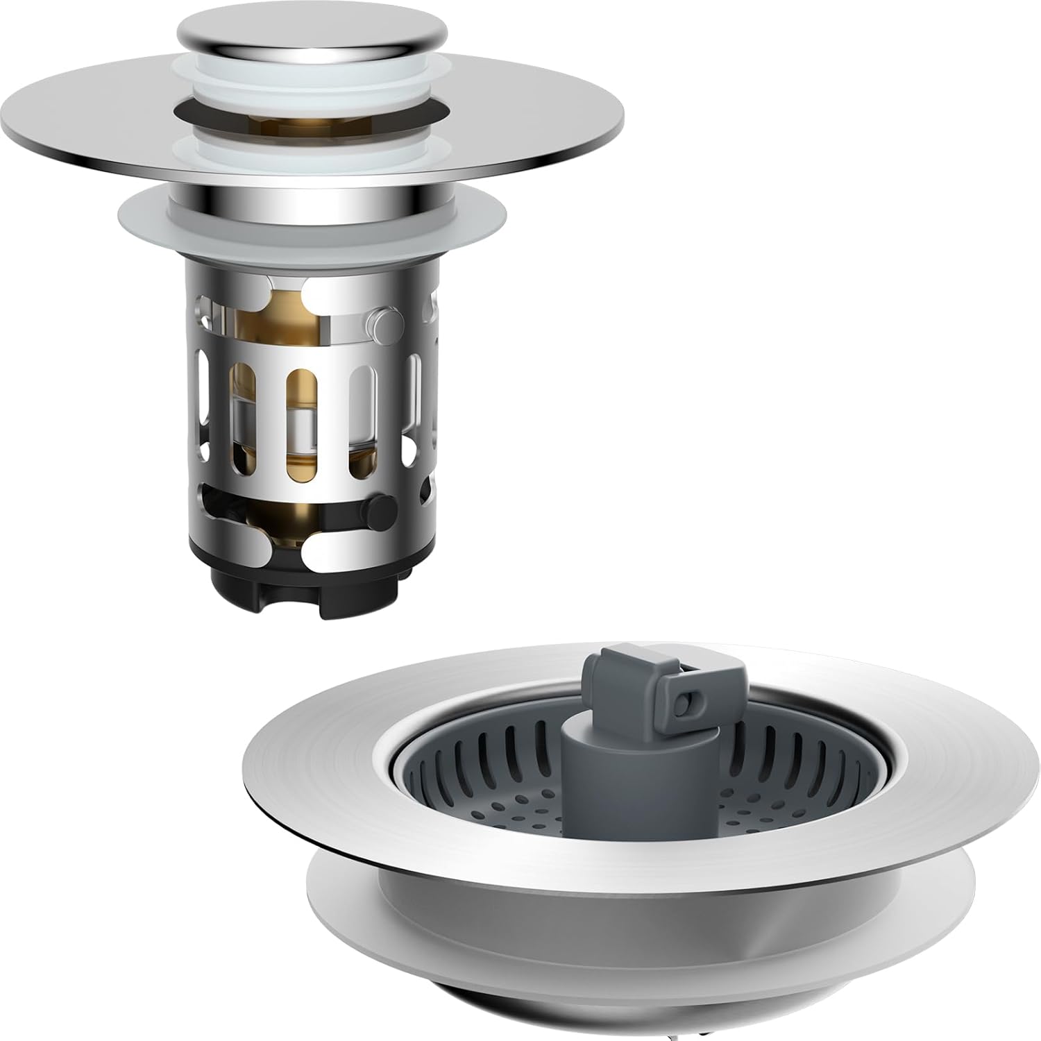 Upgraded 3 in 1 Bathroom and Kitchen Sink Drain Strainer