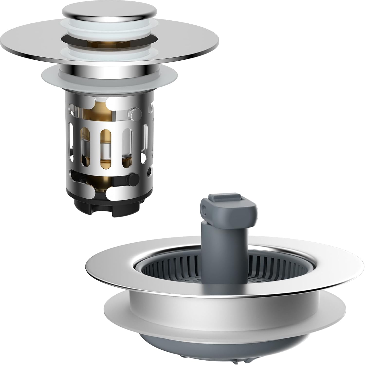 Upgraded 3 in 1 Bathroom and Kitchen Sink Drain Strainer