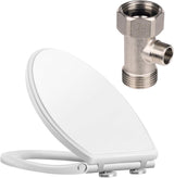 Premium Elongated Toilet Seat with Bidet T Adapter, Metal T Valve for Bidet(7/8” x 7/8” x 3/8”)
