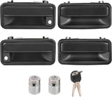 Exterior Door Handle w/Lock Cylinder & Keys for Chevy C1500 C2500 C3500 K1500 K2500 K3500 GMC Yukon Front/Rear Left & Right Chevrolet GMC Truck Door Handles Replace 15742229 15742230 15742233 15742234