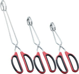 Stainless Steel Kitchen Scissor Tongs Set for Cooking, Grilling & Serving, 3-Piece with Red Handle (10/12/16 Inch)