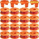 20 Pack (WA0010)Replacement Trimmer Line Spool Compatible with Worx Weed Eater, 0.065 inch Trimmer Line Refills for Worx Trimmer,Weed Wacker String Replacement Parts(16 Trimmer Spools,4 Trimmer Caps)