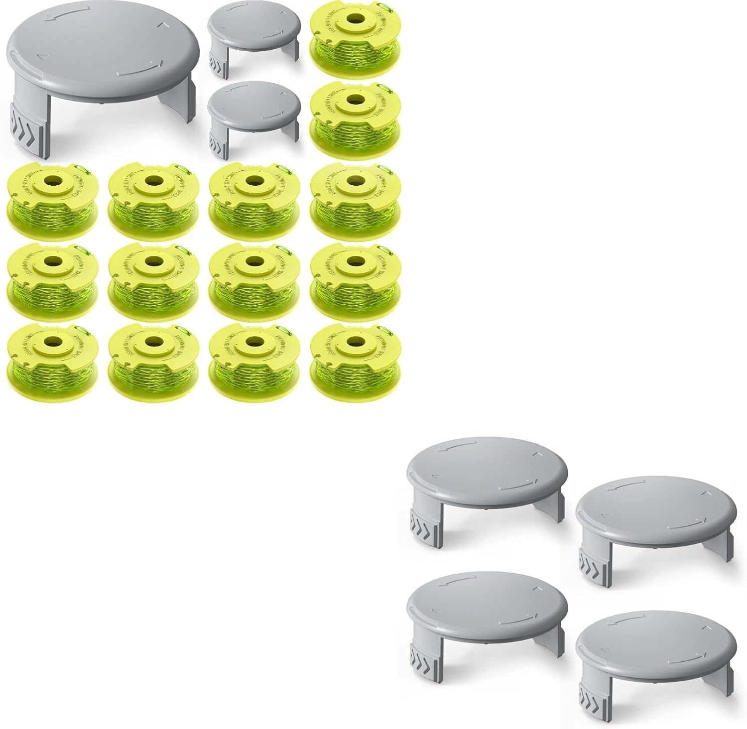 17 PCS Weed Wacker String and 4 Pack AC14HCA Replacement Spool Cap Compatible with Ryobi One Plus+ AC80RL3