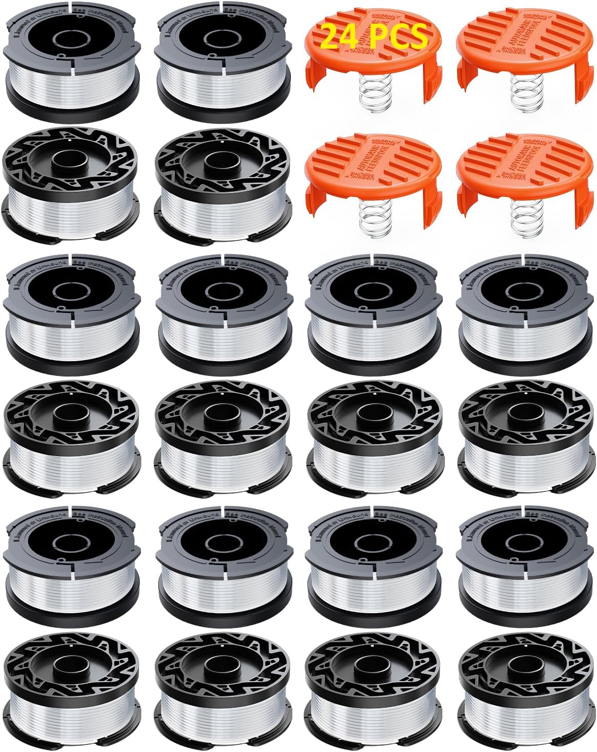 24 Pack Weed Eater String Compatible With Black and Decker Weed Wacker, AF-100 String Trimmer Line, 0.065'' 30FT Automatic Feed Trimmer Weed Eater spool, Replacement Spool Refills For Black&Decker