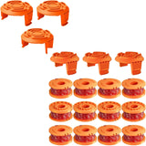 18 Pack WA0010 Replacement Trimmer Line Spool Compatible with Worx, 120ft .065 inch, Compatible with Worx String Trimmers (12 Line spools+6 Cap)