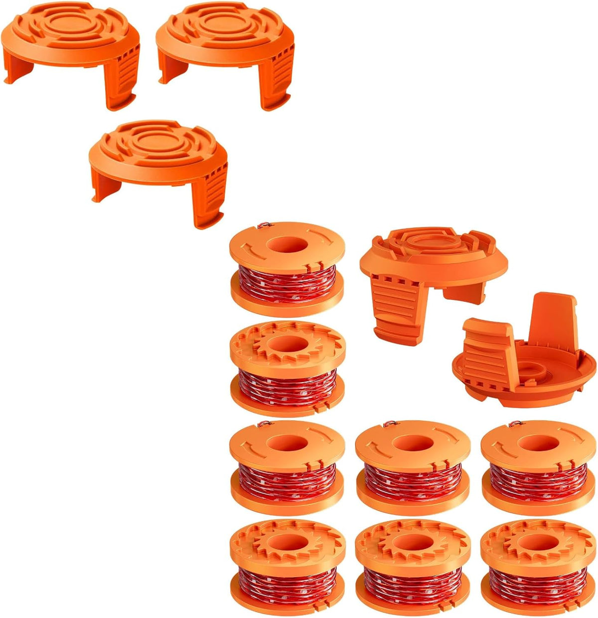 13 Pack WA0010 Trimmer Line Compatible with Worx Weed Eater, 0.065" Autofeed Replacement Trimmer Spool for Worx String Trimmer(8 Line Spools + 5 Caps)