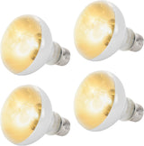 Four 100W UVA daylight basking reptile heat lamp bulbs with E26 screw cap base.