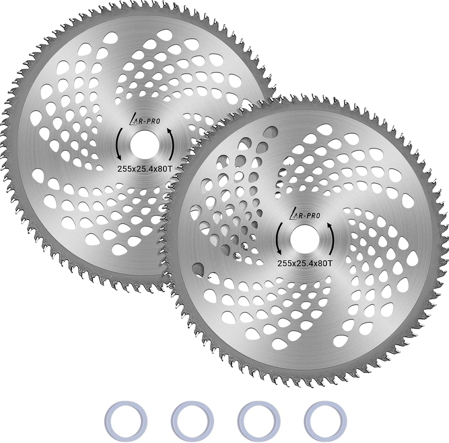 (2-Set) 10" x 80T Carbide Tip Brush Blades – for Cutter, Trimmer, Weed Eater | Made from Premium Stainless Steel That Lasts Long | Cuts Like Butter