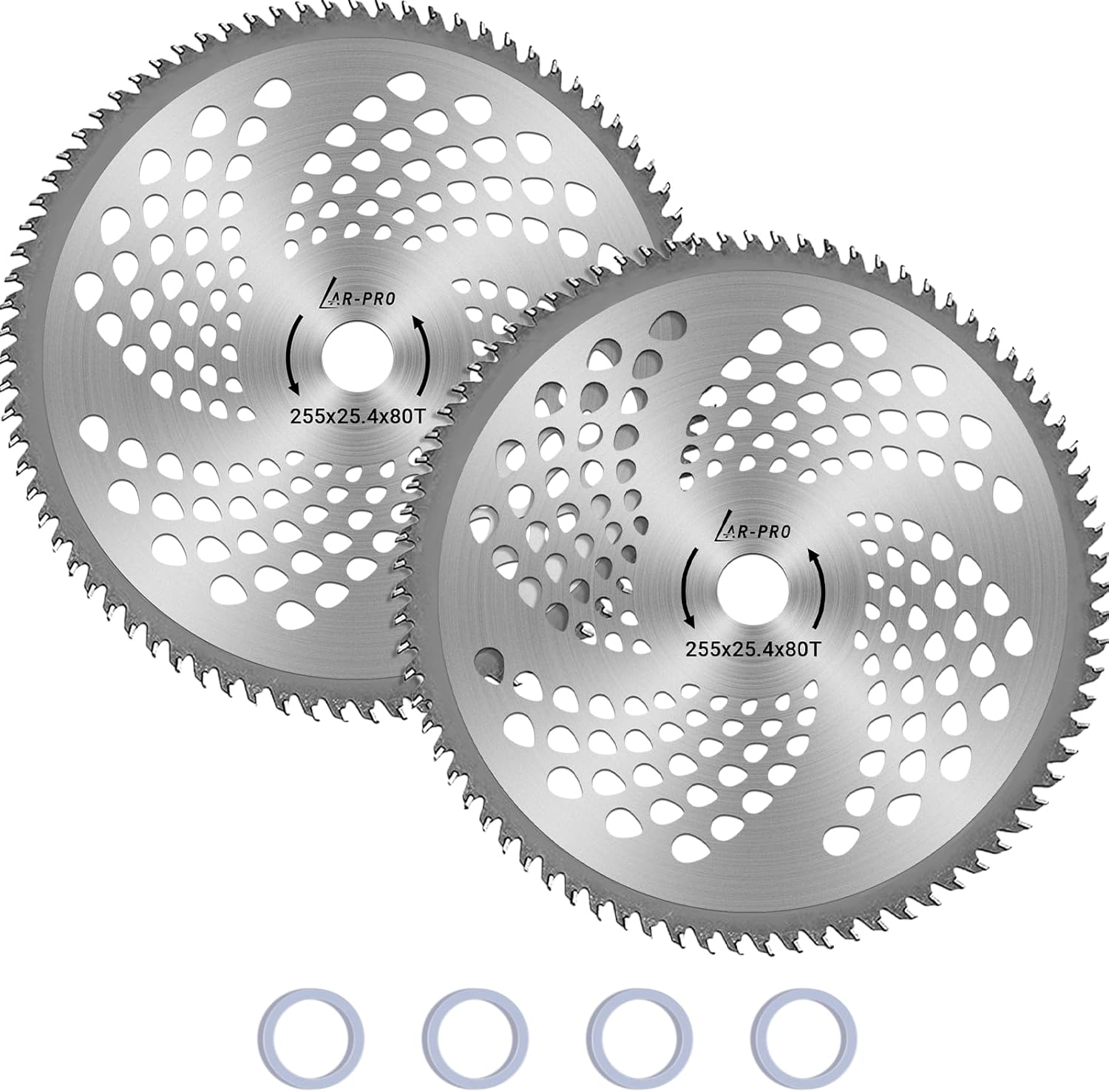 (2-Set) 10" x 80T Carbide Tip Brush Blades – for Cutter, Trimmer, Weed Eater | Made from Premium Stainless Steel That Lasts Long | Cuts Like Butter