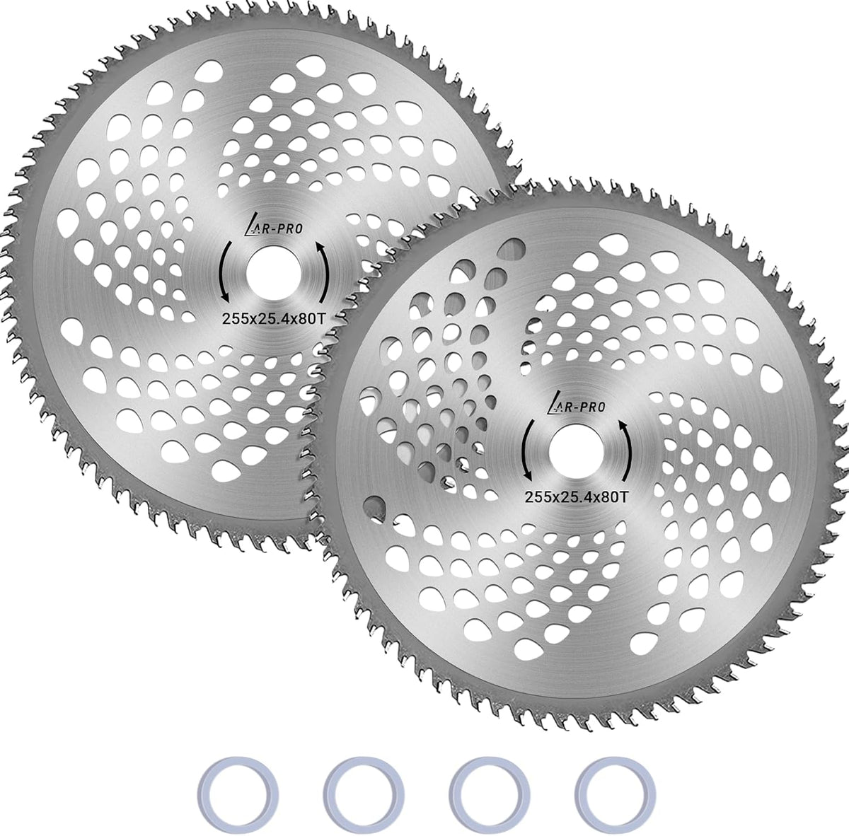 Two 10-inch 80-tooth carbide tip brush cutter blades