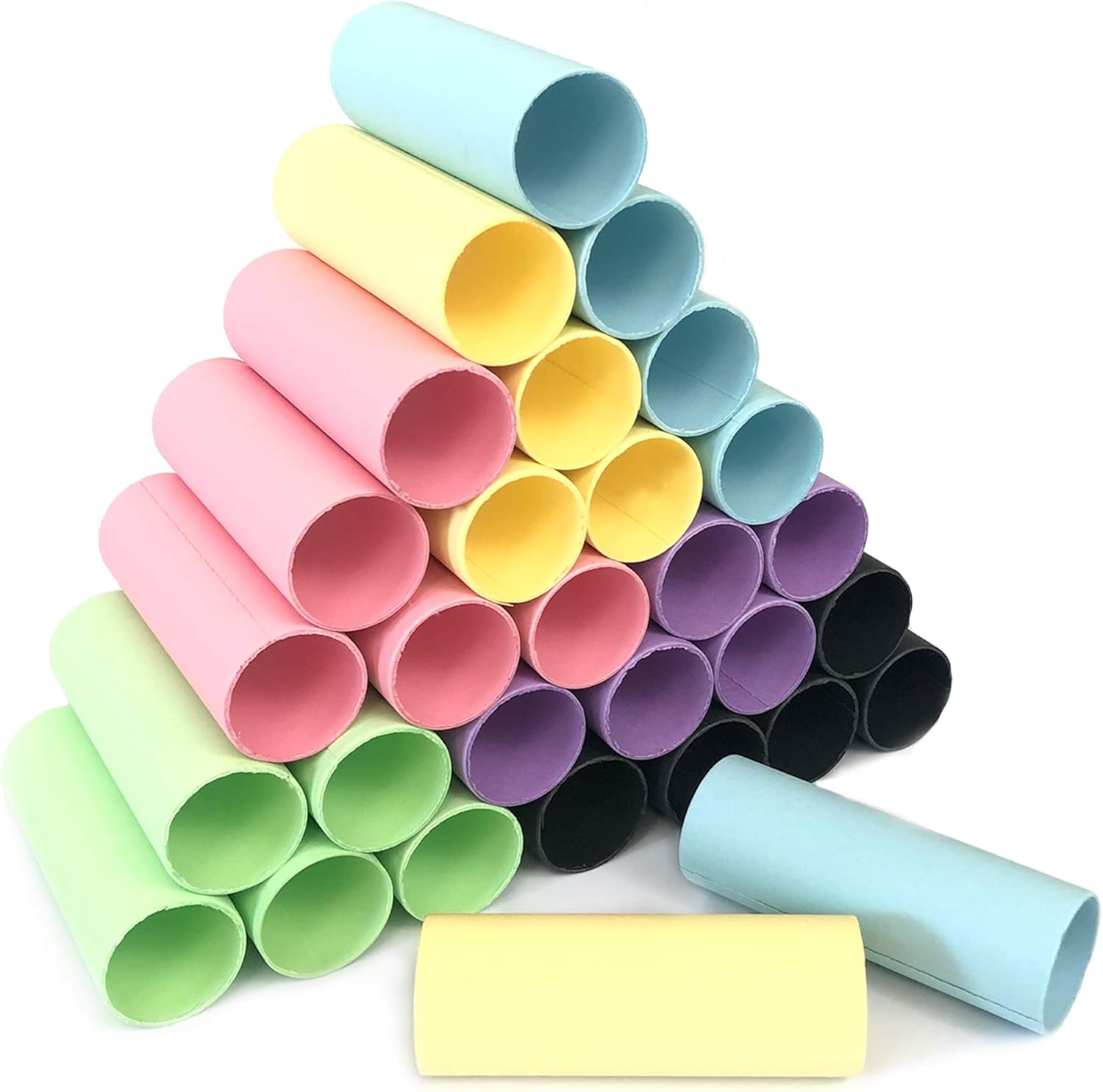 30-Pack Thick Craft Rolls, Multicolored Round Cardboard Tubes for Crafts, 4.5 x 1.5 inches Cardboard Craft Rolls in 6 Colors, Large Classroom Pack Paper Tube (Red Yellow Blue Green Purple Black)