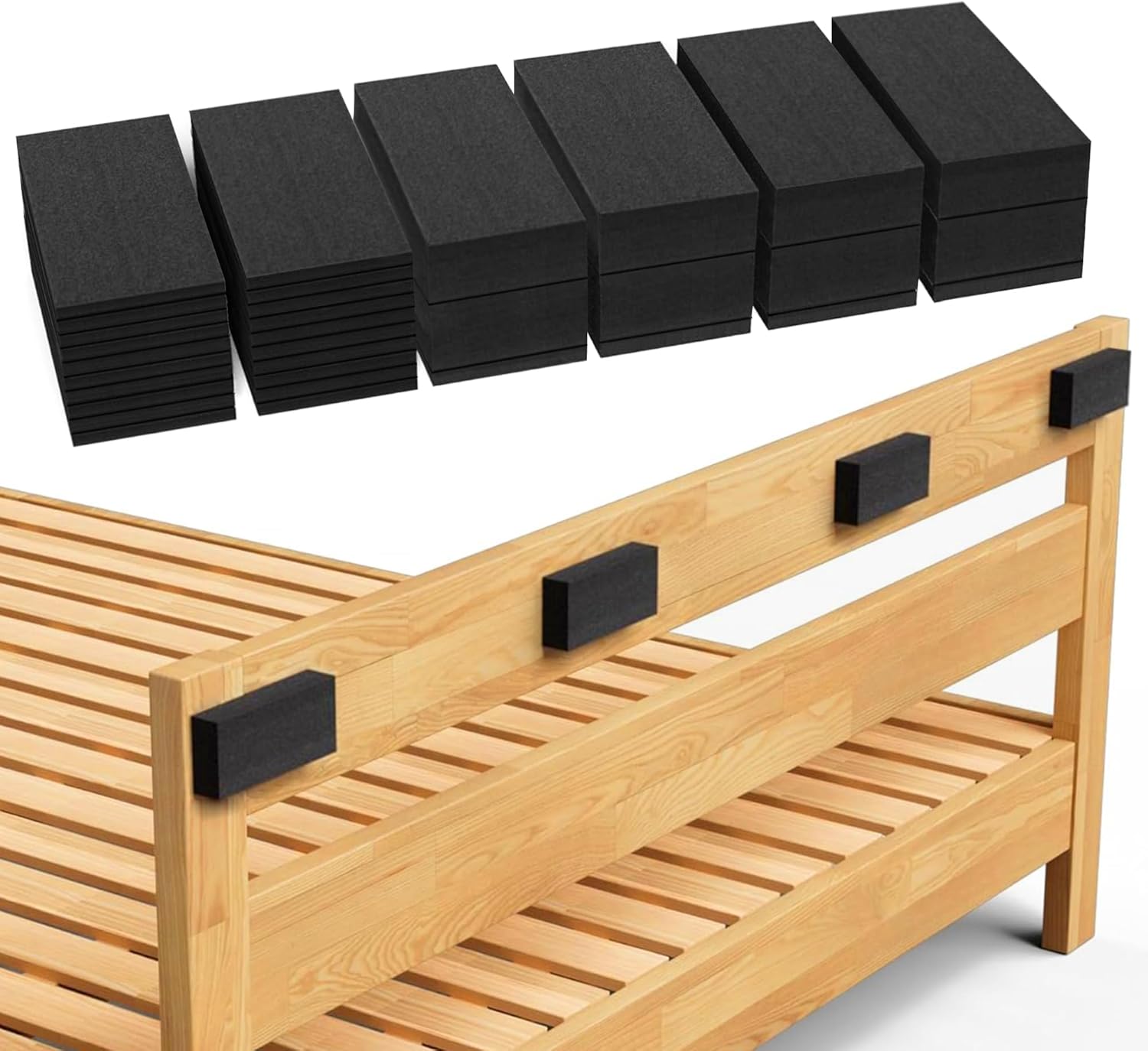 32Pc Eva Foam Headboard Stoppers for Wall, 25mm Thicker Bed Stoppers for Headboard, 8Pcs (25mm) + 24Pcs (5mm), Furniture Wall Protectors,40 * 80 mm (Black)