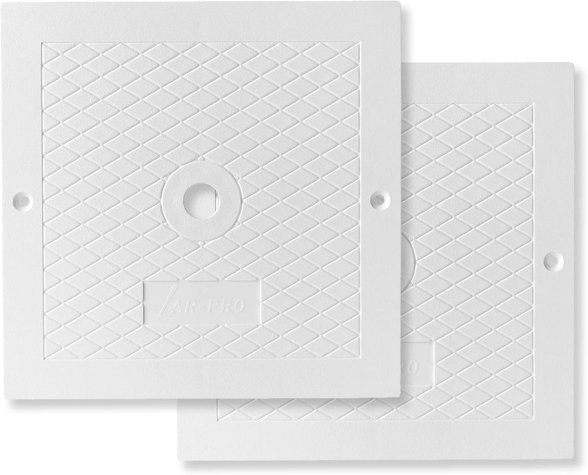 Two white skimmer lids with a textured surface.