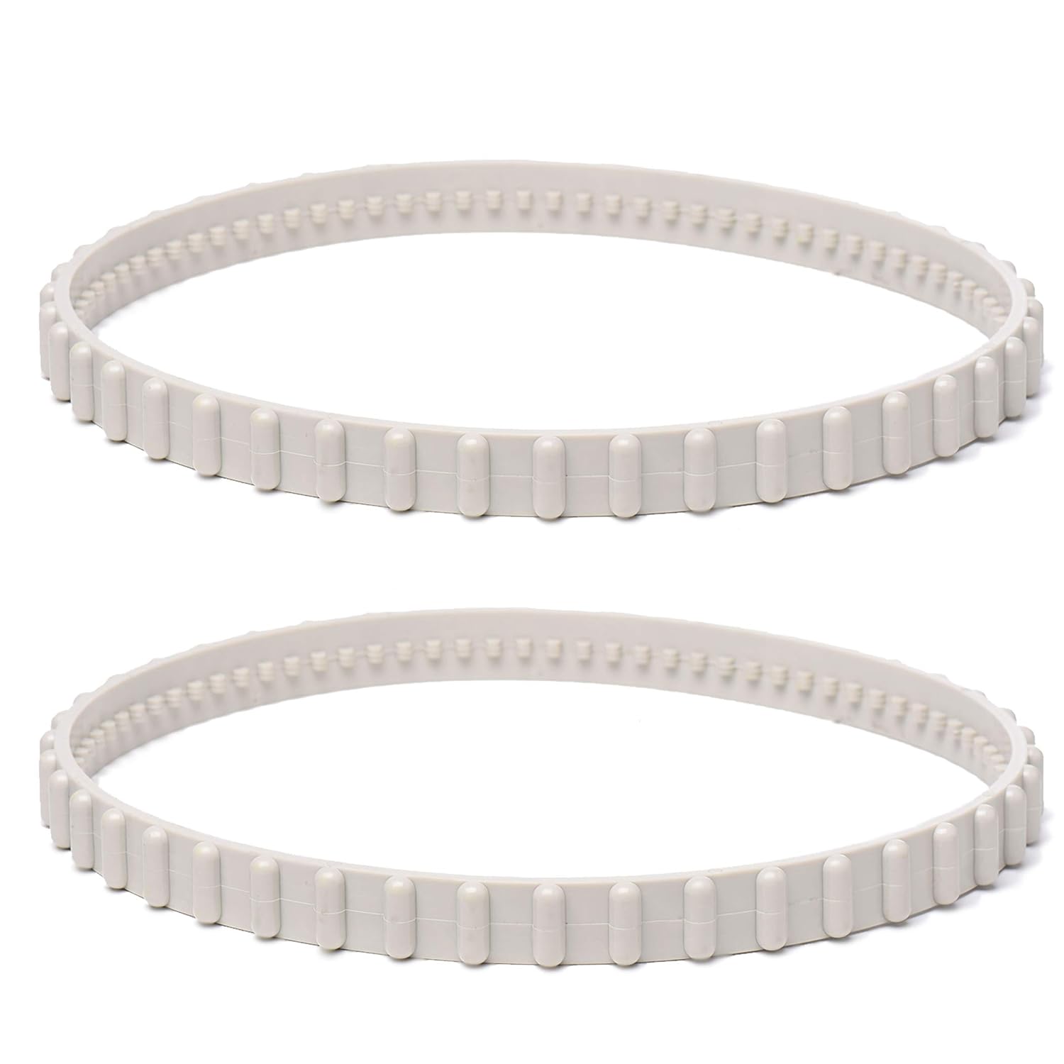 Two black rubber drive belts for pool cleaners