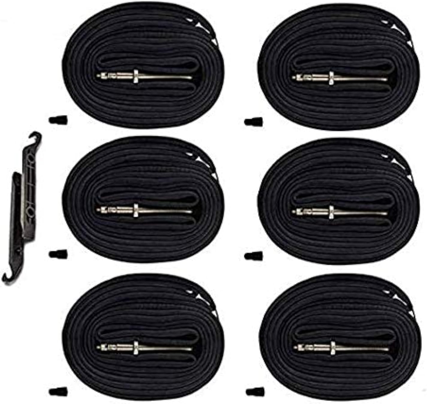 （6-Pack 700x20-25C Road Bike Replacement Inner Tubes Presta Valve 42mm for Road Bikes with Tire Size of 700c x 20, 23, and 25 (6 Inner Tubes with 2 Tire Levers)