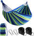 Cotton Hammock Portable Camping Hammocks for Hanging Sturdy Garden Comfortable Fabric Hammock with Tree Straps Up to 660lbs with Travel Bag for Camping Outdoor/Indoor Patio Backyard