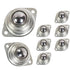 1” Rolling Ball Transfers 8 pcs, Universal Transfer Bearings of 400 Lbs Load Capacity, Two-Hole Flange Mounted Roller Bearings for Conveyor Transmission Furniture Wheelchair