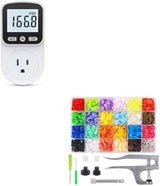Upgraded Watt Meter Power Meter Plug Home Energy Monitor + Snap Button Kit with Snaps Pliers, 240 Sets Plastic Snaps for Fabric