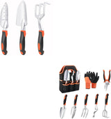 Garden Tools Set, 3 Pack Heavy Duty Gardening Tools Set + Garden Tools Set, 8 Piece Gardening Tools Set with Non Slip Ergonomic Handle