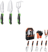 Garden Tools Set, 3 Pack Heavy Duty Gardening Tools Set + Garden Tools Set, 8 Piece Gardening Tools Set with Non Slip Ergonomic Handle