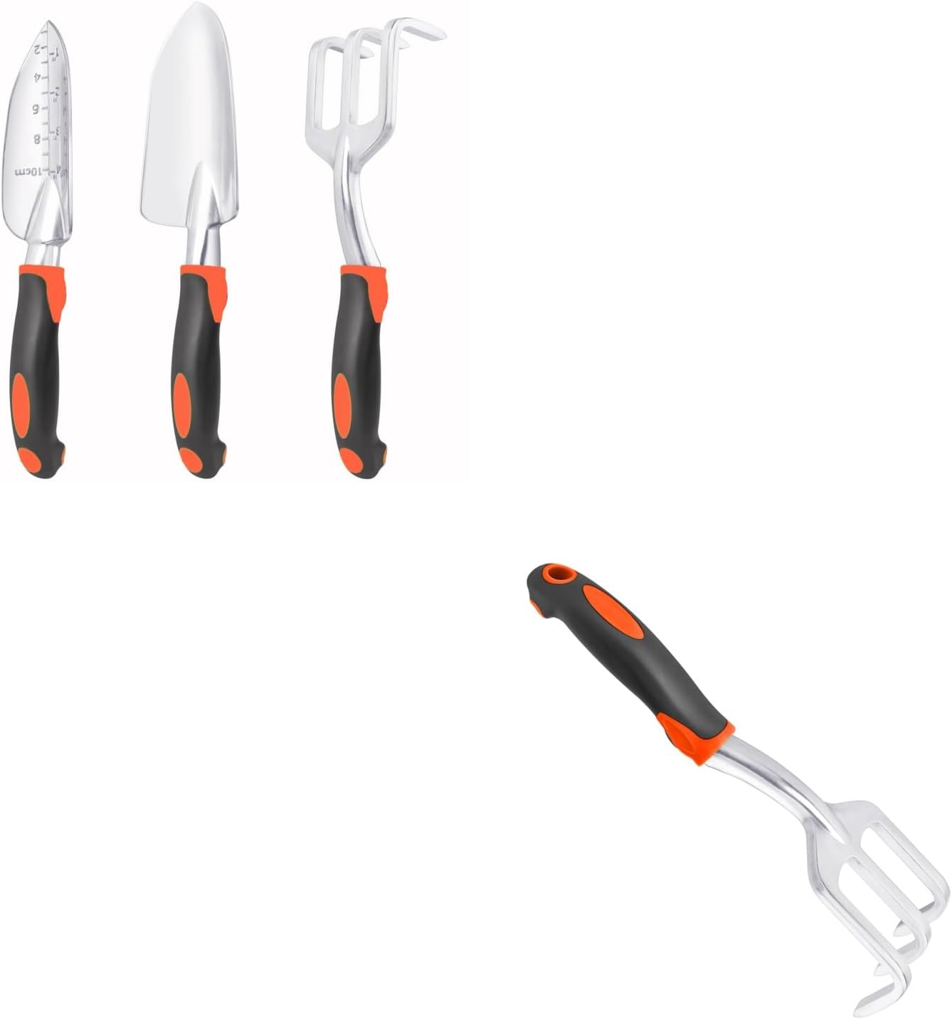 Garden Tools Set, 3 Pack Heavy Duty Gardening Tools Set Include Garden Shovel + Hand Rake Garden Tool, Heavy Duty Hand Cultivators for Gardening