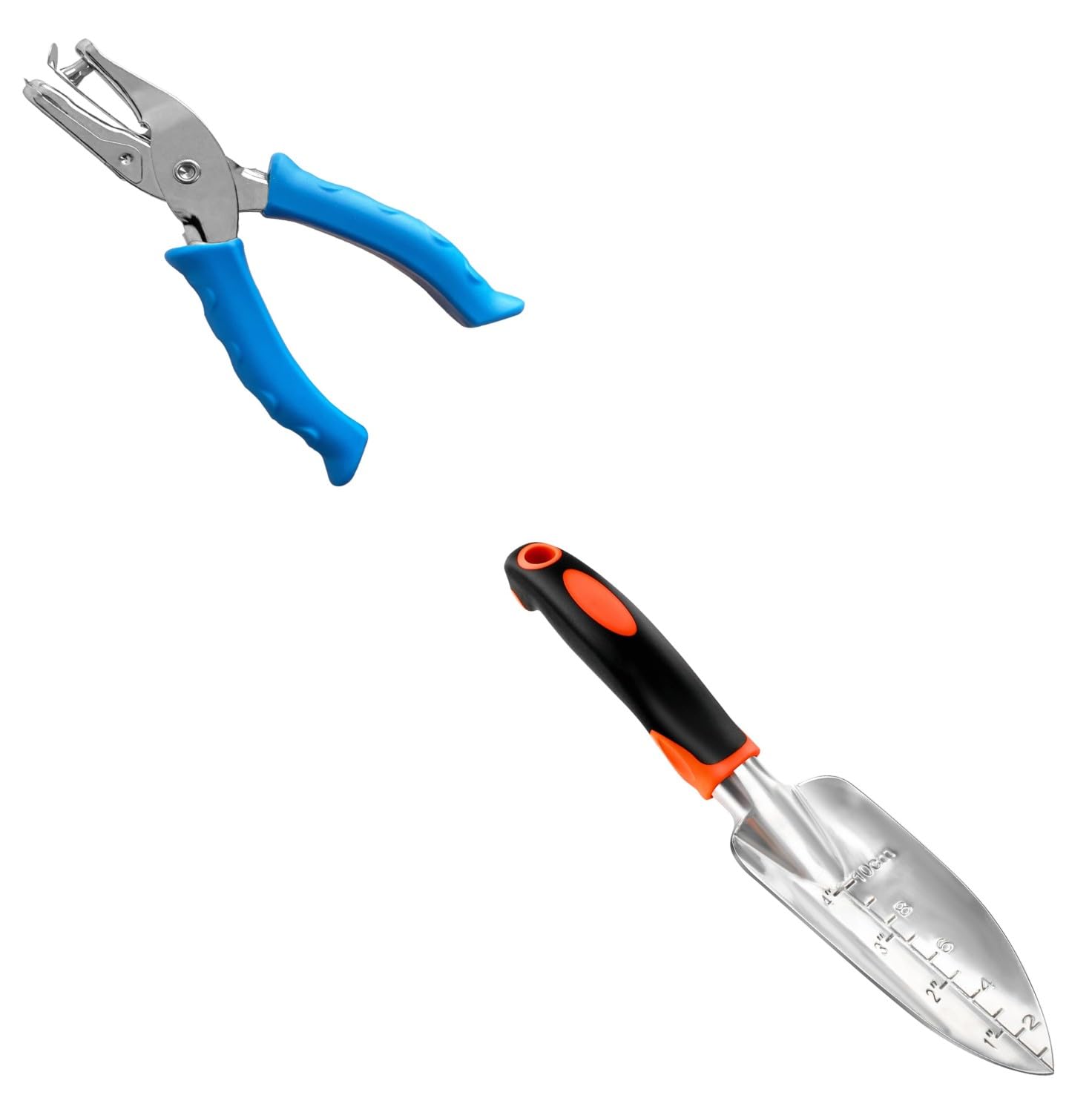 Single Hole Punch 1/4” Hole Puncher for Crafts, One Hole Paper Punch + Garden Shovel Trowel Garden Tool with Measurement Mark