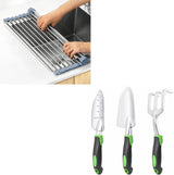 Over The Sink Dish Drying Rack，Foldable Dish Drainer, Gray +Aluminum Alloy Lawn and Garden Hand Tools for Planting