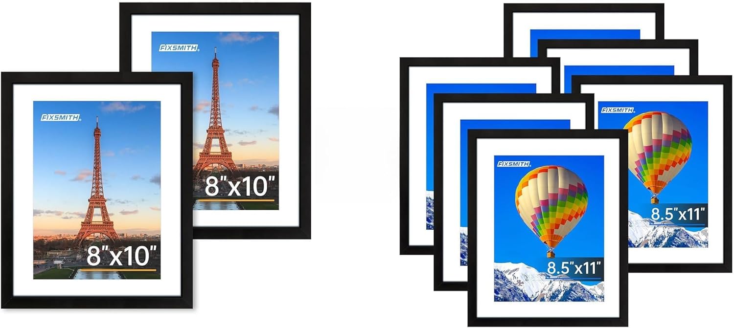 8x10 Picture Frame Set of 2 & 8.5x11 Picture Frame Bulk-6 Pack