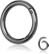 10Pack 1 Inch Metal Spring O Rings Clip Keychain, Round Carabiner Clips Keyrings Snap Hook Buckle, Purse Shoulder Bag Chain Rings Clip Replacement Paracord Keychain Lanyard Leather DIY Crafts (Black)