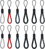 Finger Lanyard, 12 Pcs Short Wrist Lanyard 4.72in Nylon Hand Strap Keychain (6 Colors)