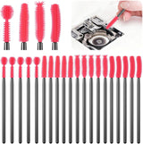 20Pcs Sewing Machine Cleaning Brushes,4 Different Type Reusable Silicone Long Handle Dense Bristles Cleaning Tools for Sewing Machine Internal and Spool Area Machine Parts/Crevice/Dust Clean