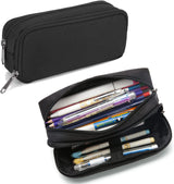 Della Gao Pencil Case Large Capacity Pencil Pouch Aesthetic Pencil Box for Office Stationery Organizer, Simple Sturdy Multifunctional Pencil Bag for Men - Black