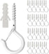 20 Pack Q Hanger Hooks with Safety Buckle, Rustproof Screw Hooks for Hanging String Lights, Bird Feeder, Plants, Wind Chimes & Holiday Decorations, Holds Up to 40 lbs（2.2" White Vinyl Coated ）