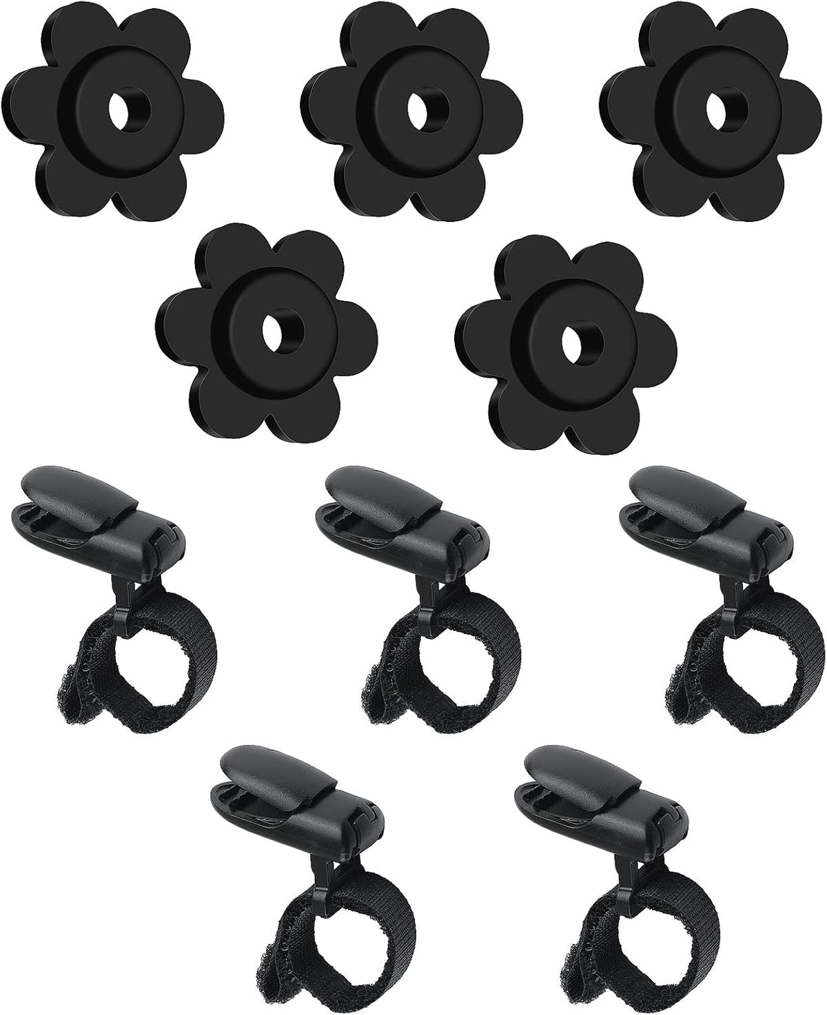 HOOSUN 10 Pack Garden Flags Clips And Stoppers,Tiger Clips For Garden Flag Holder,Rubber Stoppers Yard Flag Holder Clip for Small Flags Pole 4th of July Accessories