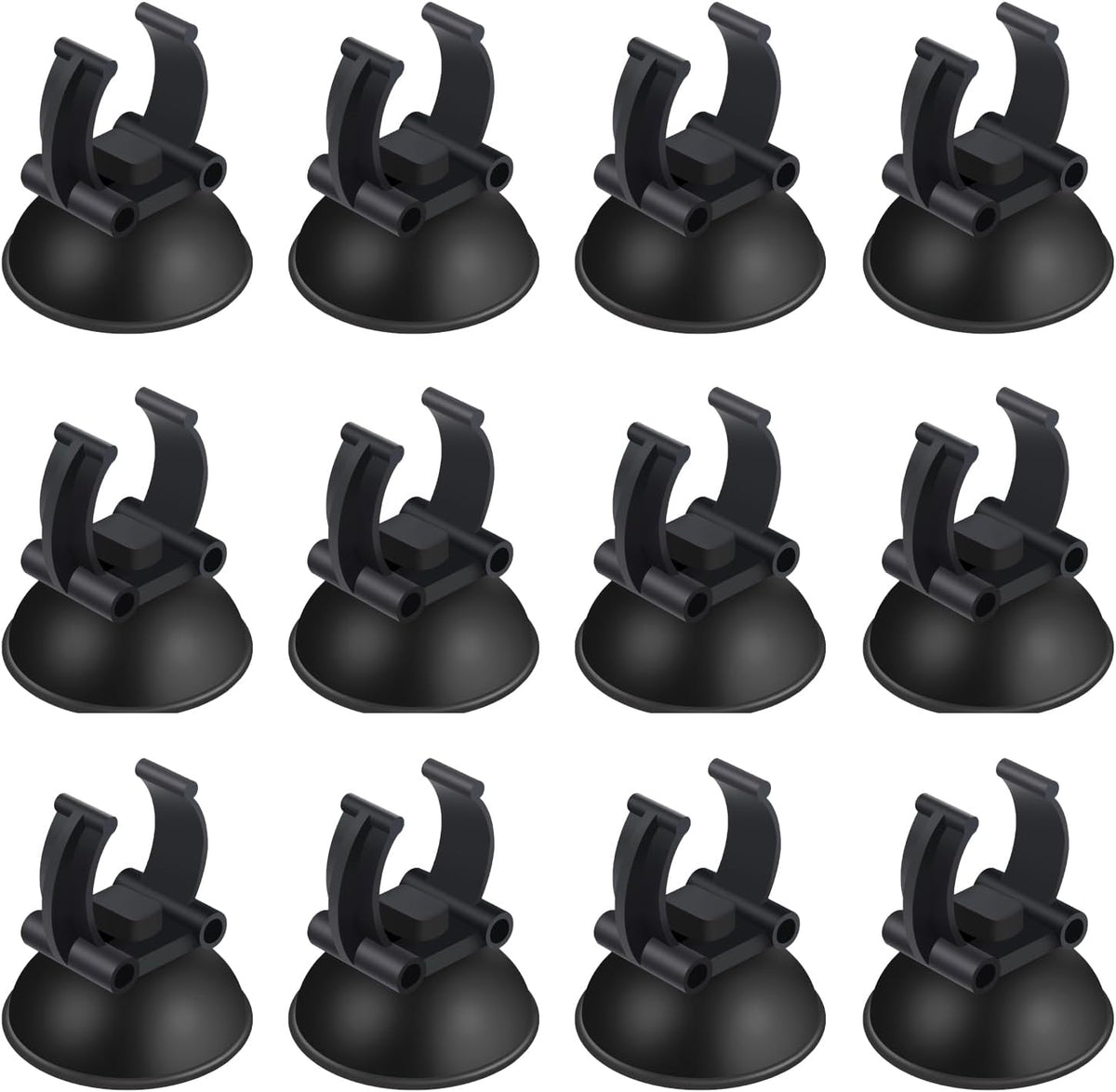 12 Pack Aquarium Suction Cups with Clip Black,for 1" Standard Aquarium Heater, Tubing Hose, Plant Fish Tank