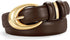 Women Leather Belt for Jeans Pants Fashion Ladies Skinny Faux Leather Dress belt with Gold Buckle, Coffee