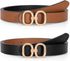 Reversible Leather Belt for Women with Gold Buckle Ladies Leather Belt for Jeans Pants