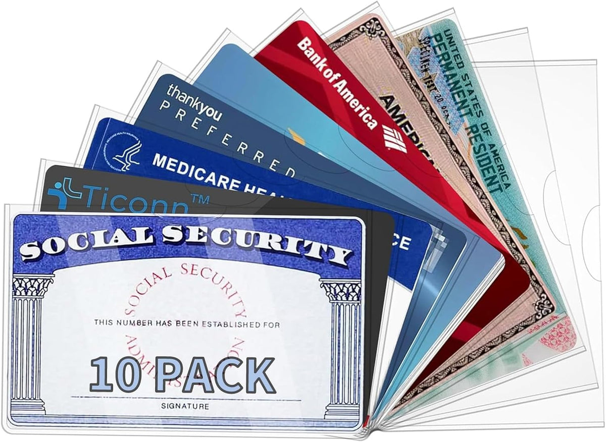 10 Pack Social Security Card Protector Medicare New Credit Card Holder,24 Mil Soft Clear Card for Waterproof SSN Card Protector，ID/Debit/Credit Card Covers Sleeve(10)