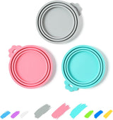 Pet Food Can Covers, Silicone Lids, BPA Free, Dishwasher Safe, Fit Most Standard Size Canned Cat and Dog Food, 3oz/5.5oz/12.5oz/13.2oz, Cool Grey/Rose Pink/Turquoise